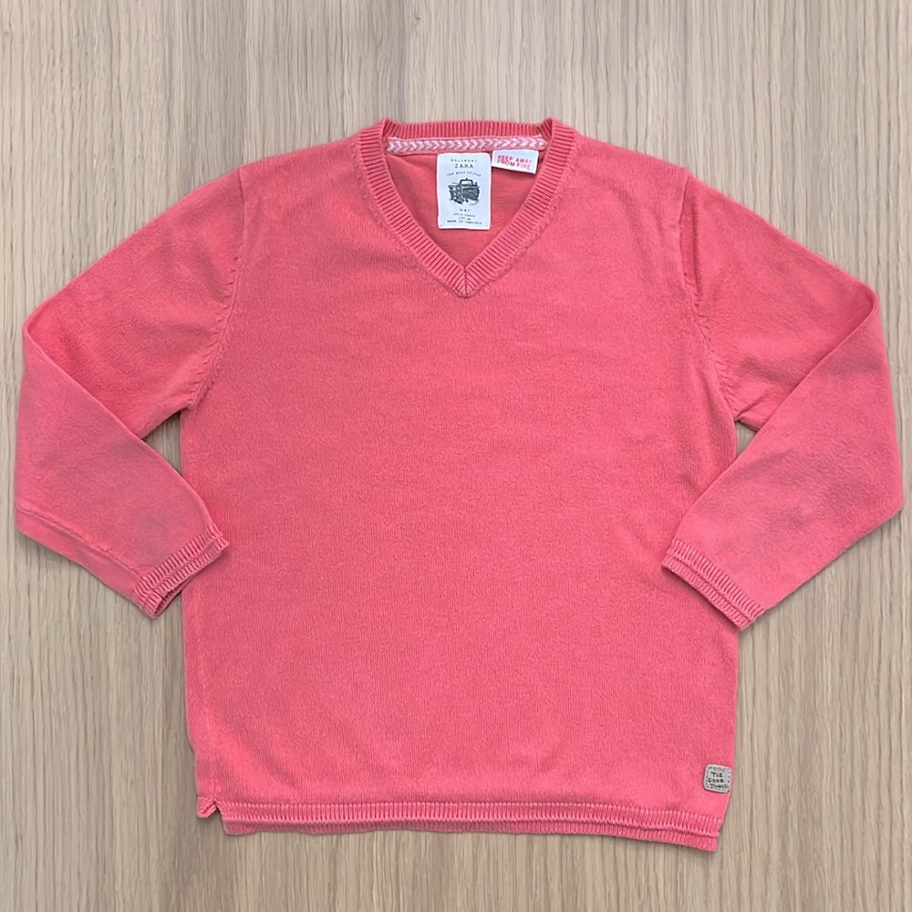 Zara kid’s lightweight 100% cotton pink sweater, size 3-4 years ( runs smaller)